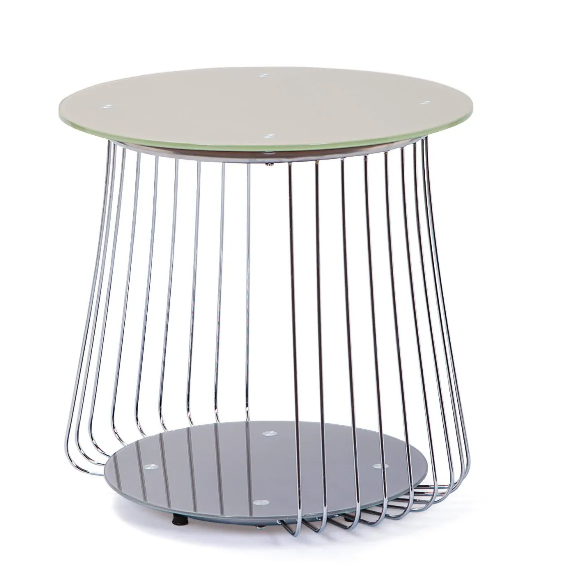 Tavolino da Salotto Grigio Forma Circolare Materiale Piano in Metallo 50x50x50h cm, Colore Ripiano Grigio - Cavalese