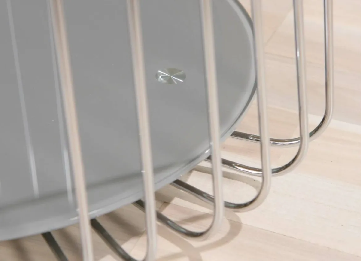 Tavolino da Salotto Grigio Forma Circolare Materiale Piano in Metallo 50x50x50h cm, Colore Ripiano Grigio - Cavalese
