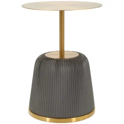 Tavolino da Salotto Grigio oro Forma Rotondo Colore Ripiano Grigio 43x35x43h cm, Materiale Struttura in Plastica - Kep