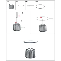 Tavolino da Salotto Grigio oro Forma Rotondo Colore Ripiano Grigio 43x35x43h cm, Materiale Struttura in Plastica - Kep