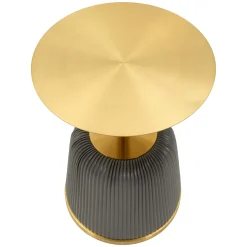 Tavolino da Salotto Grigio oro Forma Rotondo Colore Ripiano Grigio 43x35x43h cm, Materiale Struttura in Plastica - Kep
