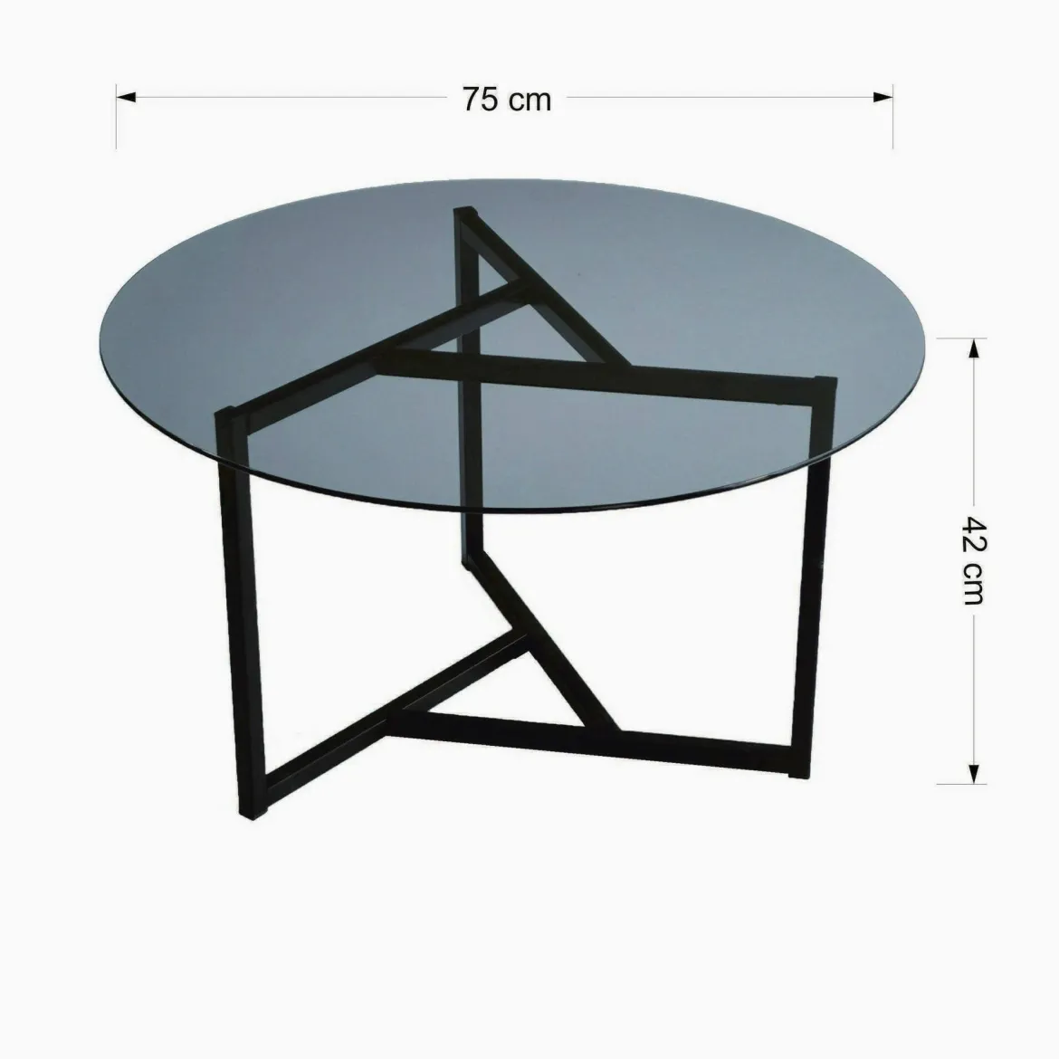 Tavolino da Salotto Grigio Tortora Nero un Vano Forma Rettangolare 90x60x40h cm, Colore Ripiano Trasparente - Mina