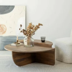 Tavolino da salotto irregolare noce 90x60x35h cm - Azim