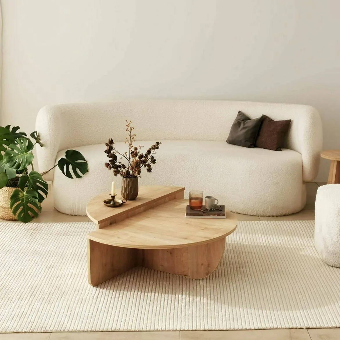 Tavolino da salotto irregolare rovere 90x90x35h cm - Azim