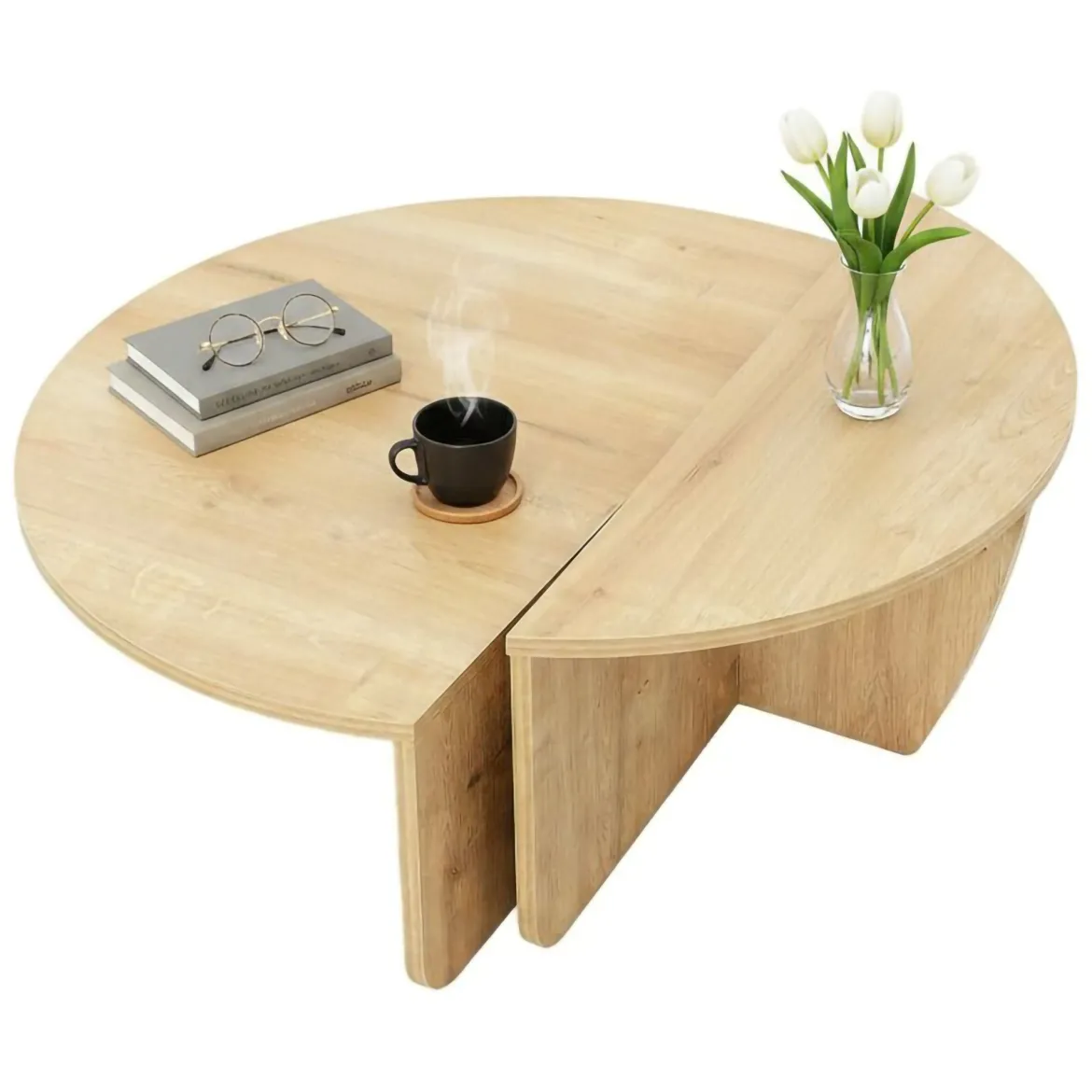 Tavolino da salotto irregolare rovere 90x90x35h cm - Azim