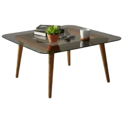 Tavolino da Salotto Marrone Bronzo Effetto Fume Forma Rettangolare 80x80x40h cm, Sfumatura Colore Struttura Bronzo - Mezzagno