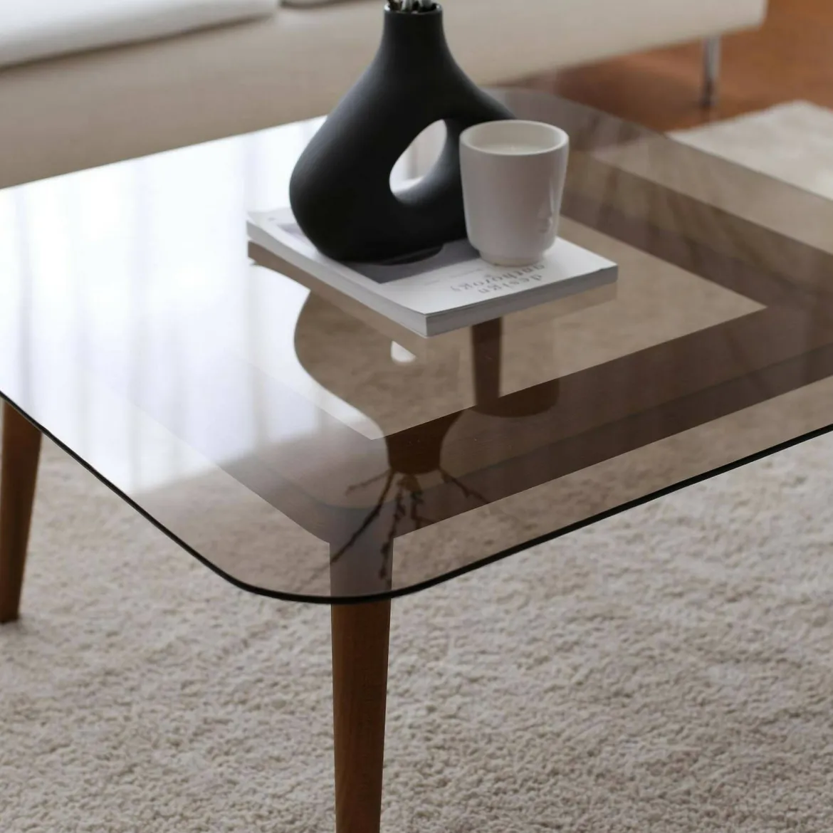 Tavolino da Salotto Marrone Bronzo Effetto Fume Forma Rettangolare 80x80x40h cm, Sfumatura Colore Struttura Bronzo - Mezzagno
