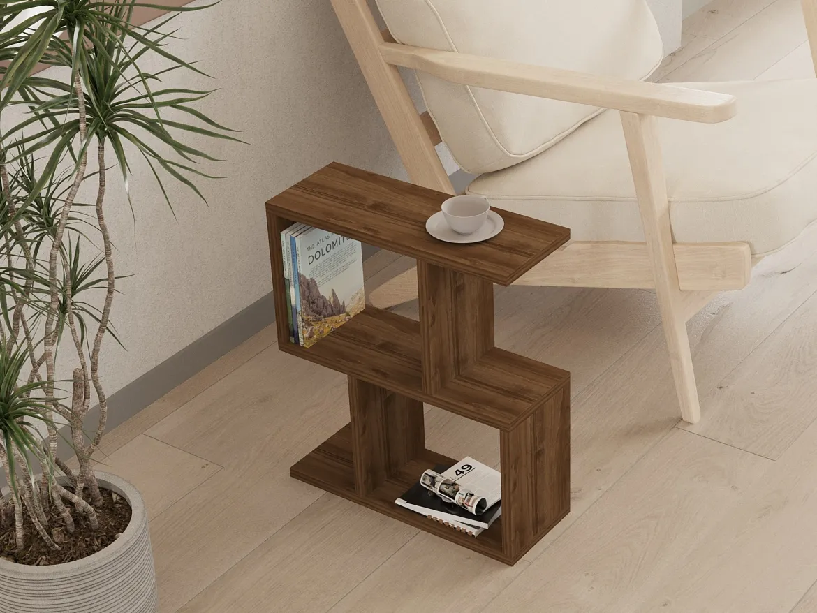 Tavolino da Salotto Marrone Noce 2 Vani Forma Rettangolare 45x17x51h cm, Sfumatura Colore Ripiano Noce - Flero