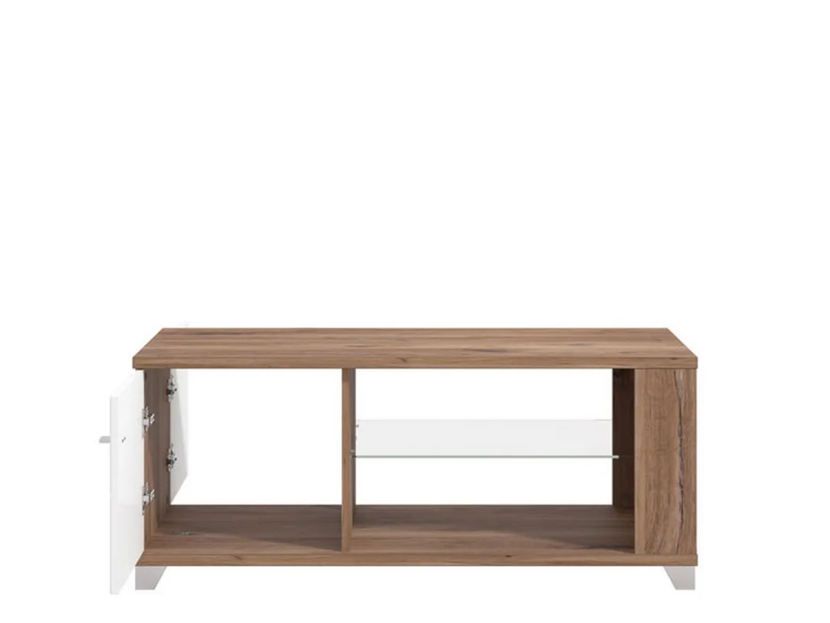 Tavolino da Salotto Marrone Noce Bianco Portariviste Forma Rettangolare 90x60x35h cm, Colore Ripiano Marrone - Mansue