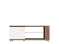Tavolino da Salotto Marrone Noce Bianco Portariviste Forma Rettangolare 90x60x35h cm, Colore Ripiano Marrone - Mansue