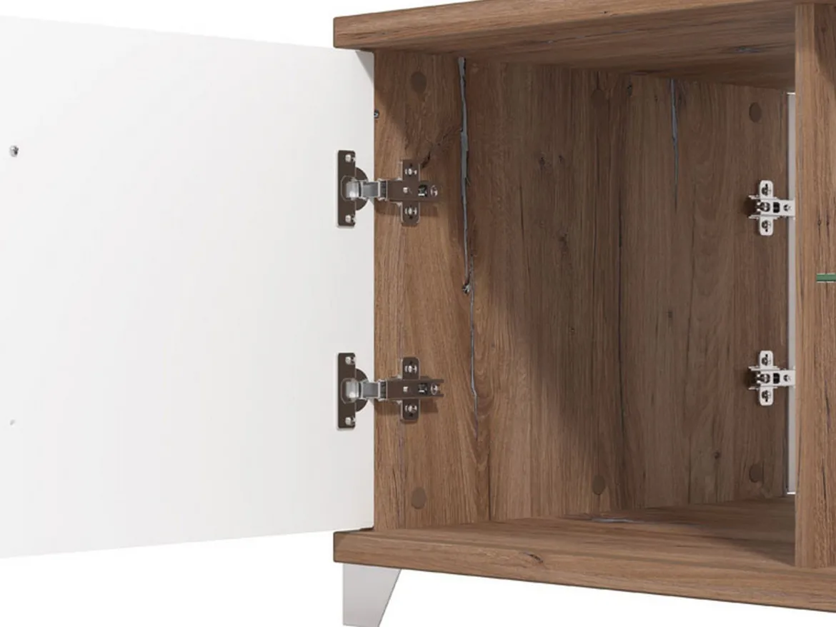 Tavolino da Salotto Marrone Noce Bianco Portariviste Forma Rettangolare 90x60x35h cm, Colore Ripiano Marrone - Mansue