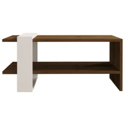 Tavolino da Salotto Marrone Noce Bianco un Vano Forma Rettangolare 80x50x35h cm, Colore Ripiano Marrone - Cambiago