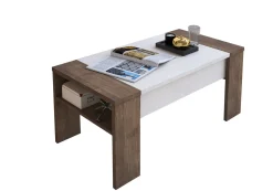 Tavolino da Salotto Marrone Noce Effetto Fume Forma Rettangolare 80x80x40h cm, Materiale Struttura in Vetro - Gran