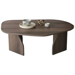 Tavolino da Salotto Marrone Noce Forma Ovale Materiale Piano in Legno Nobilitato 100x60x35h cm, Colore Ripiano Marrone - Lozza