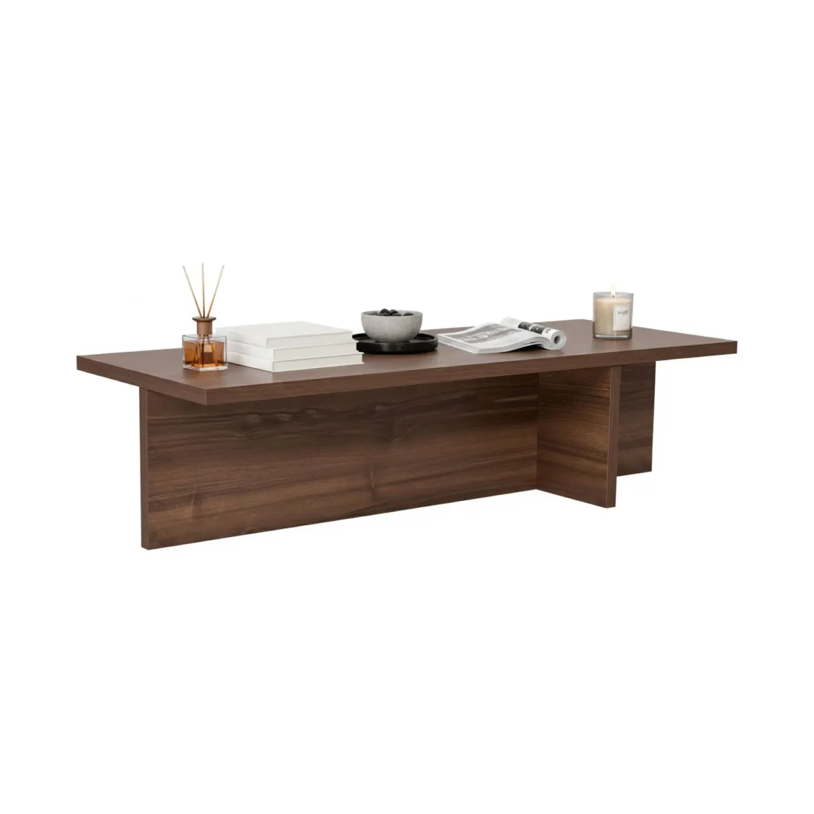 Tavolino da Salotto Marrone Noce Forma Rettangolare Materiale Piano in Legno Nobilitato 120x45x30h cm, Colore Ripiano Marrone - Marmorito