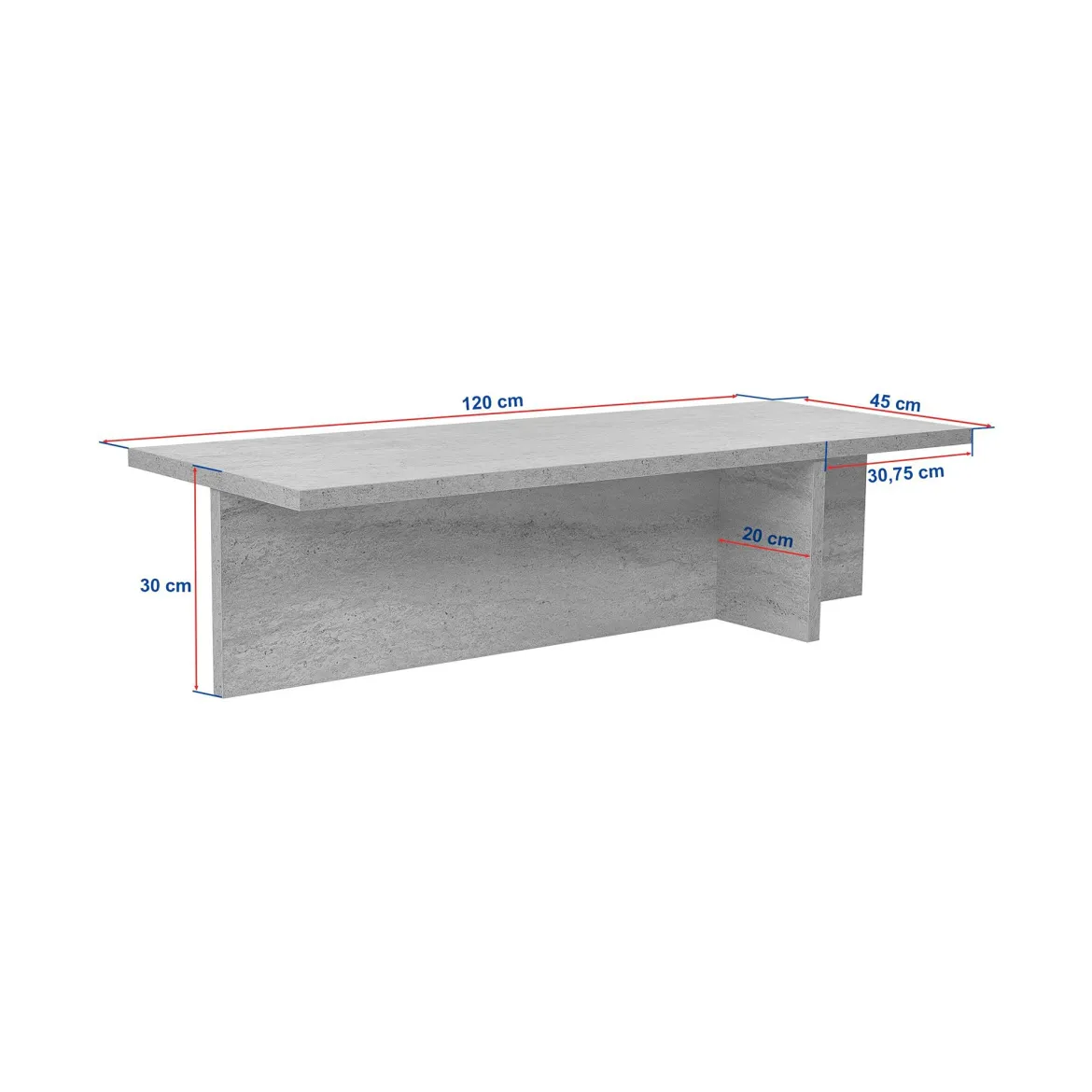 Tavolino da Salotto Marrone Noce Forma Rettangolare Materiale Piano in Legno Nobilitato 120x45x30h cm, Colore Ripiano Marrone - Marmorito