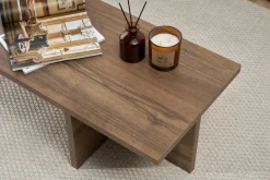 Tavolino da Salotto Marrone Noce Forma Rettangolare Materiale Piano in Legno Nobilitato 120x45x30h cm, Colore Ripiano Marrone - Marmorito