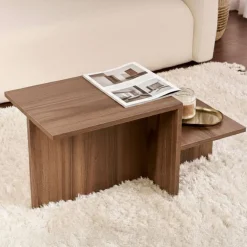 Tavolino da Salotto Marrone Noce Forma Rettangolare Materiale Piano in Legno Nobilitato 80x40x40h cm, Colore Ripiano Marrone - Lomagna