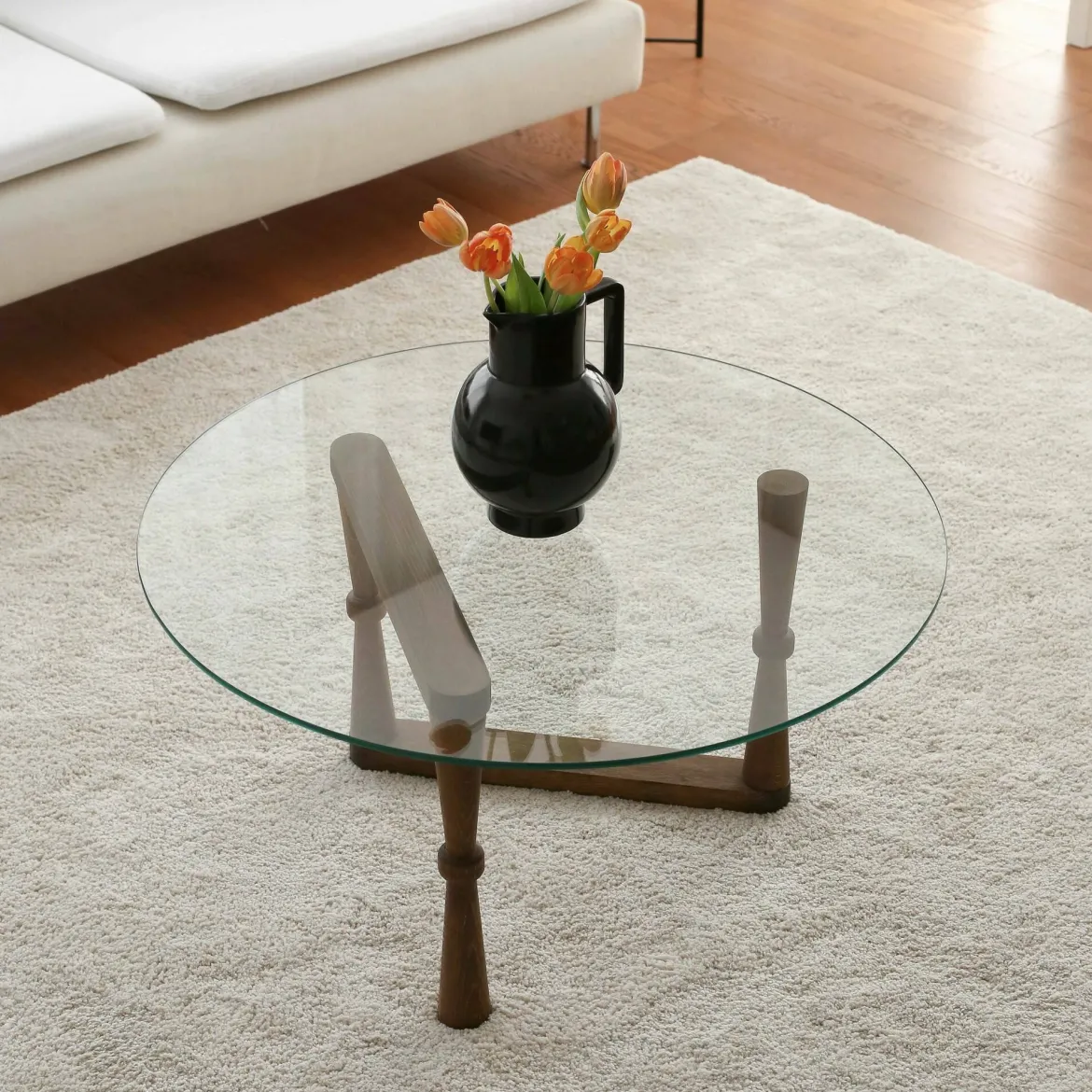 Tavolino da Salotto Marrone Noce Forma Rotondo Materiale Piano in Legno 100x100x46h cm, Colore Ripiano Marrone - Chiavenna