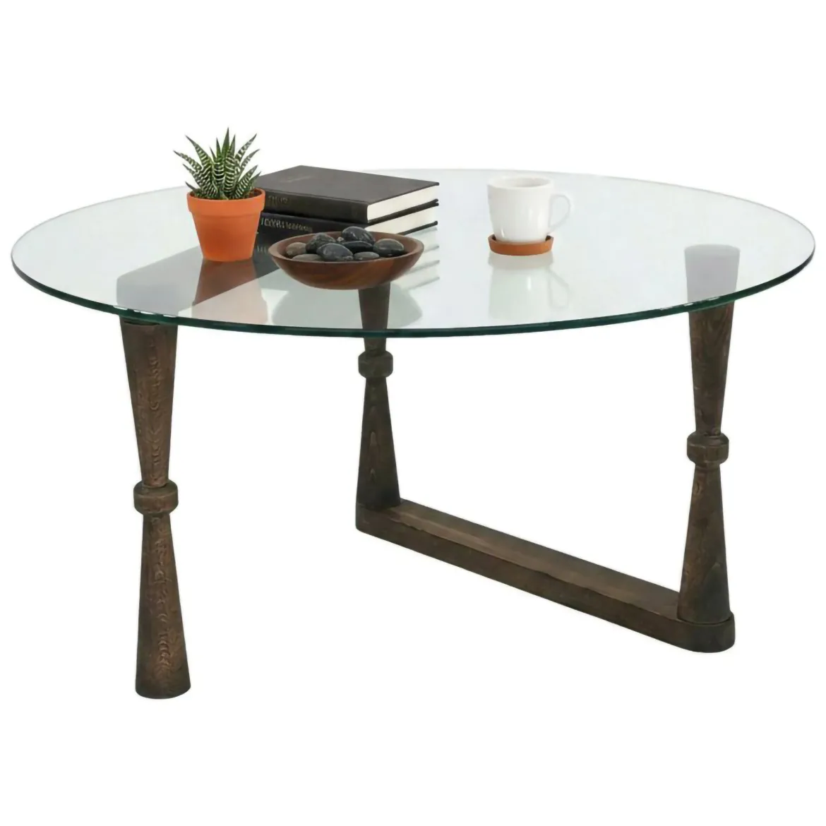 Tavolino da Salotto Marrone Noce Forma Rotondo Materiale Piano in Legno 100x100x46h cm, Colore Ripiano Marrone - Chiavenna