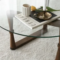 Tavolino da Salotto Marrone Noce Forma Rotondo Materiale Piano in Legno 100x100x46h cm, Colore Ripiano Marrone - Chiavenna