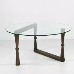 Tavolino da Salotto Marrone Noce Forma Rotondo Materiale Piano in Legno 100x100x46h cm, Colore Ripiano Marrone - Chiavenna