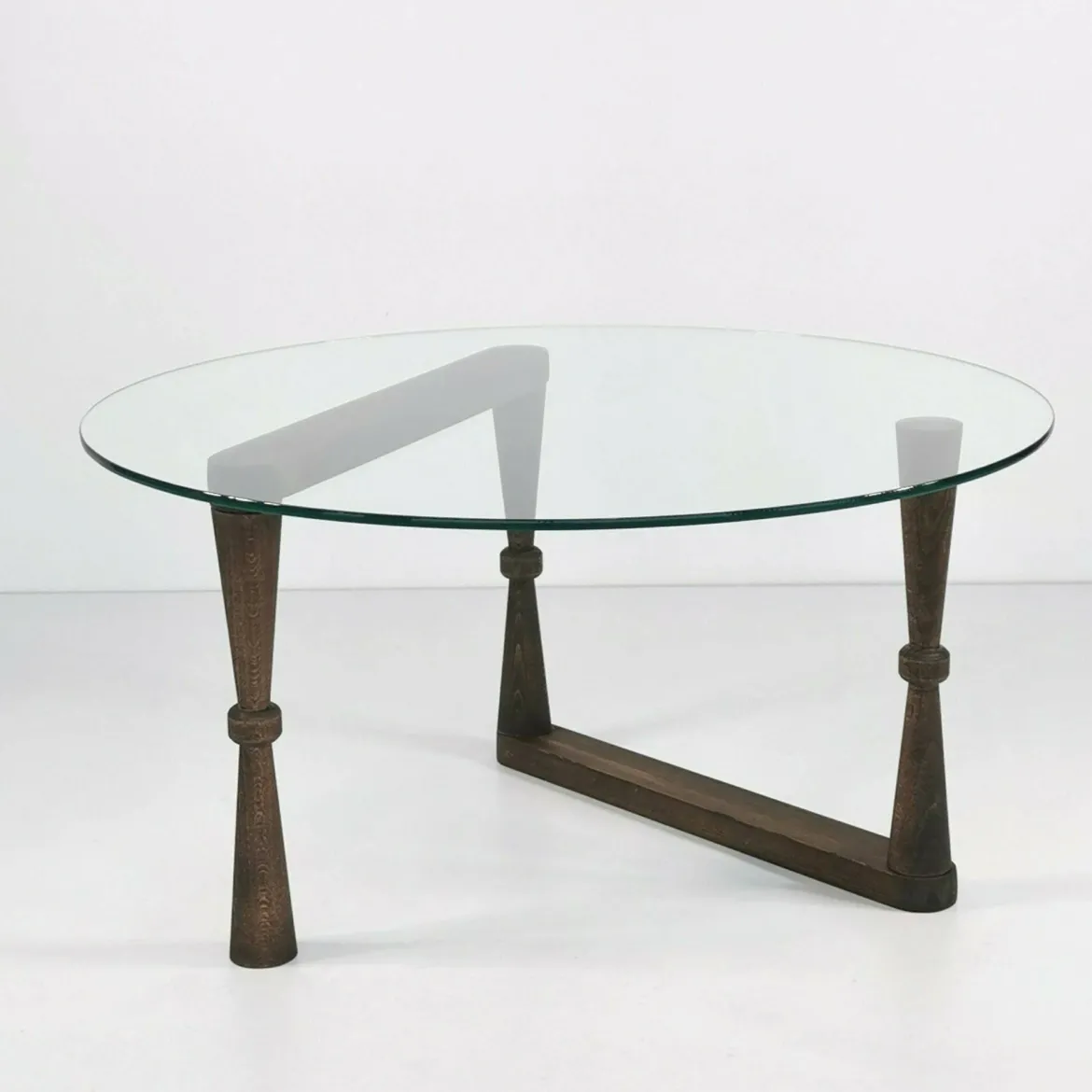 Tavolino da Salotto Marrone Noce Forma Rotondo Materiale Piano in Legno 100x100x46h cm, Colore Ripiano Marrone - Chiavenna