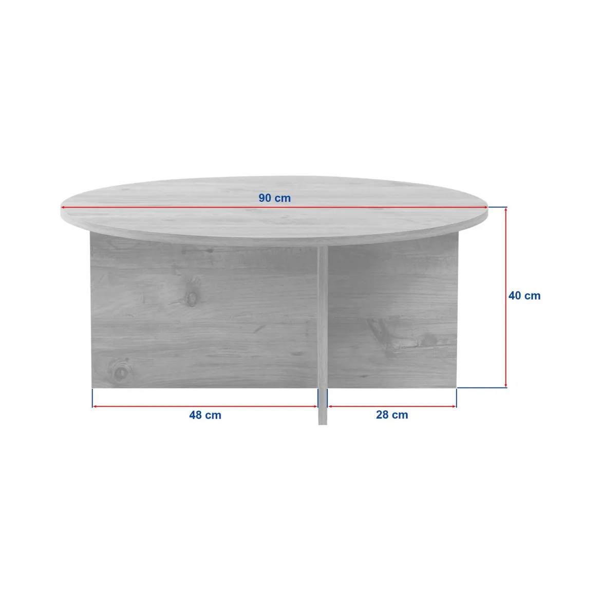 Tavolino da Salotto Marrone Noce Forma Rotondo Materiale Piano in Legno Nobilitato 90x90x40h cm, Colore Ripiano Marrone - Simbario