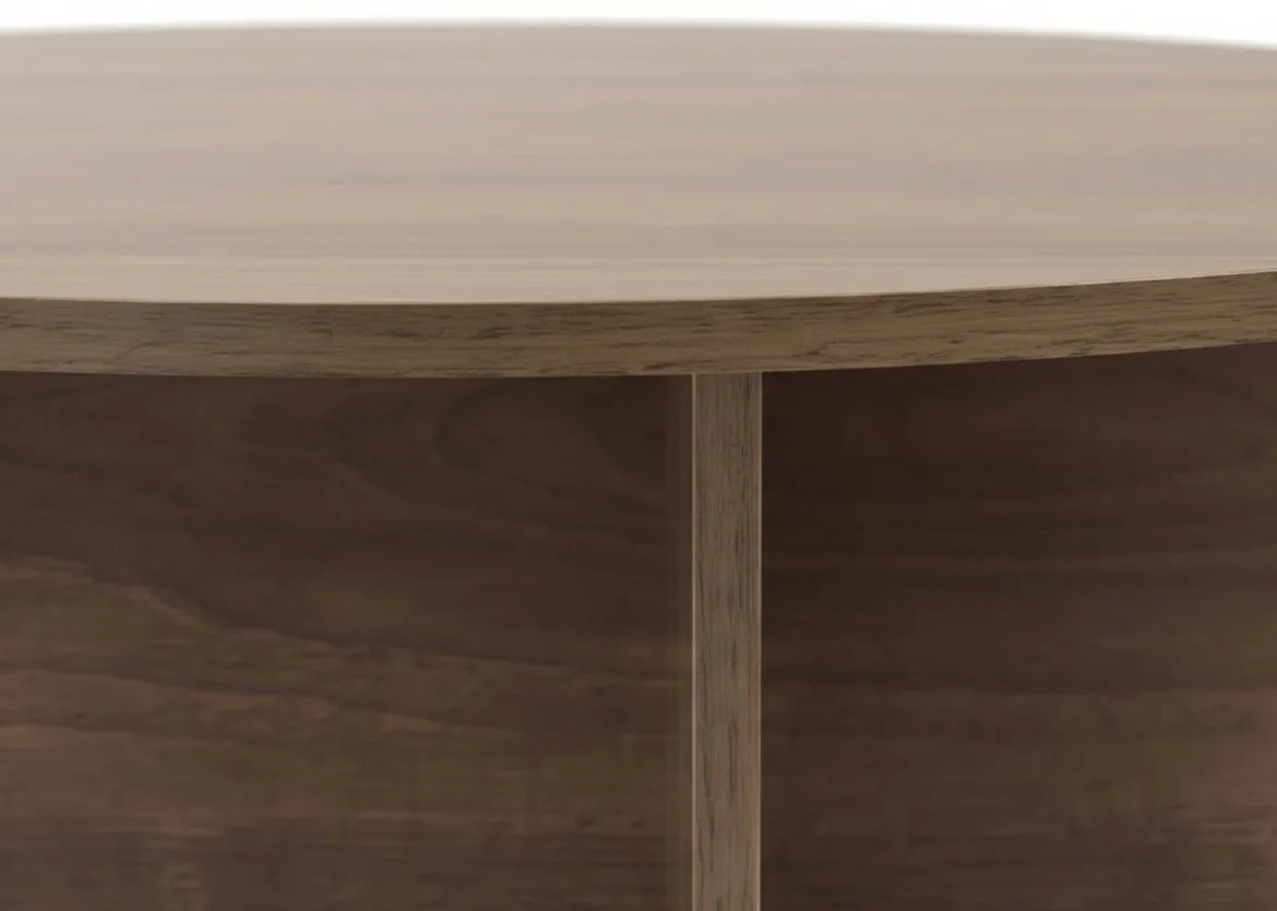 Tavolino da Salotto Marrone Noce Forma Rotondo Materiale Piano in Legno Nobilitato 90x90x40h cm, Colore Ripiano Marrone - Simbario
