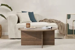 Tavolino da Salotto Marrone Noce Forma Rotondo Materiale Piano in Legno Nobilitato 90x90x40h cm, Colore Ripiano Marrone - Simbario