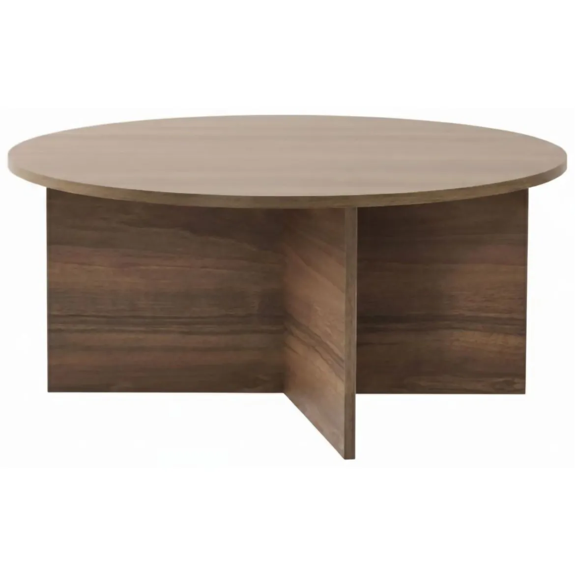 Tavolino da Salotto Marrone Noce Forma Rotondo Materiale Piano in Legno Nobilitato 90x90x40h cm, Colore Ripiano Marrone - Simbario