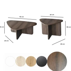 Tavolino da Salotto Marrone Noce Modulare Forma Circolare 40x40x50h cm, Sfumatura Colore Struttura Noce - Arzana