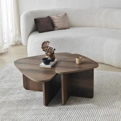 Tavolino da Salotto Marrone Noce Modulare Forma Circolare 40x40x50h cm, Sfumatura Colore Struttura Noce - Arzana