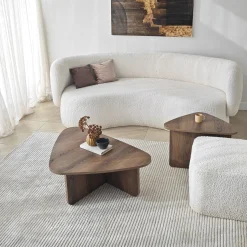 Tavolino da Salotto Marrone Noce Modulare Forma Circolare 40x40x50h cm, Sfumatura Colore Struttura Noce - Arzana