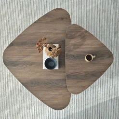 Tavolino da Salotto Marrone Noce Modulare Forma Circolare 40x40x50h cm, Sfumatura Colore Struttura Noce - Arzana