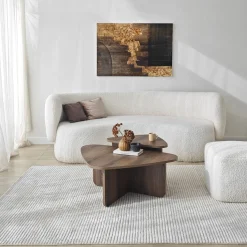 Tavolino da Salotto Marrone Noce Modulare Forma Circolare 40x40x50h cm, Sfumatura Colore Struttura Noce - Arzana