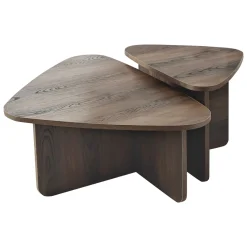 Tavolino da Salotto Marrone Noce Modulare Forma Circolare 40x40x50h cm, Sfumatura Colore Struttura Noce - Arzana