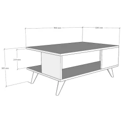 Tavolino da Salotto Marrone Noce Nero Forma Quadrato Materiale Piano in Legno Nobilitato 100x100x32h cm, Sfumatura Colore Struttura Noce - Sostene