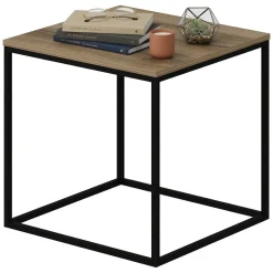 Tavolino da Salotto Marrone Noce Nero Forma Quadrato Materiale Piano in Legno Nobilitato 52x50x50h cm, Sfumatura Colore Struttura Noce - Tricase