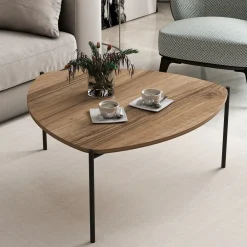 Tavolino da Salotto Marrone Noce Nero con Piedini 3 Vani 90x60x40h cm, Forma Rettangolare - Dogliani