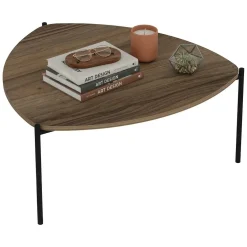 Tavolino da Salotto Marrone Noce Nero con Piedini 3 Vani 90x60x40h cm, Forma Rettangolare - Dogliani