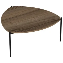 Tavolino da Salotto Marrone Noce Nero con Piedini 3 Vani 90x60x40h cm, Forma Rettangolare - Dogliani
