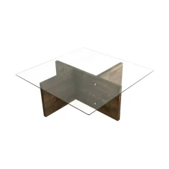 Tavolino da Salotto Marrone Noce Portariviste Forma Rettangolare 90x90x35h cm, Sfumatura Colore Struttura Noce - Dhabi