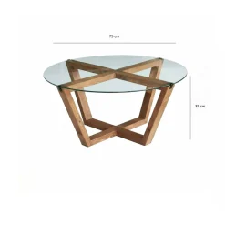 Tavolino da Salotto Marrone Noce Portariviste Forma Rotonda 75x75x35h cm, Sfumatura Colore Struttura Noce - Agatha