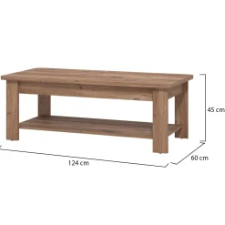 Tavolino da Salotto Marrone Noce un Vano Forma Rettangolare 130x67x41h cm, Sfumatura Colore Ripiano Noce - Carlazzo