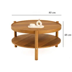 Tavolino da Salotto Marrone Noce un Vano Forma Rotondo 80x80x48h cm, Sfumatura Colore Ripiano Noce - Gildone