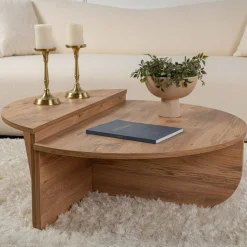Tavolino da Salotto Marrone Pino Peso Massimo Supportato 15 kg Forma Rettangolare 90x60x35h cm, Sfumatura Colore Ripiano Pino - Mansue