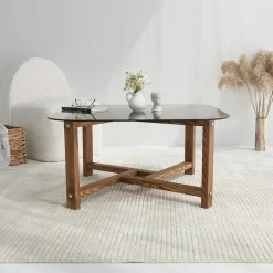 Tavolino da Salotto Marrone Quercia Portariviste Forma Rettangolare 80x80x40h cm, Sfumatura Colore Struttura Quercia - Aurano