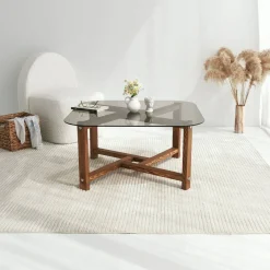 Tavolino da Salotto Marrone Quercia Portariviste Forma Rettangolare 80x80x40h cm, Sfumatura Colore Struttura Quercia - Aurano
