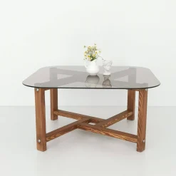 Tavolino da Salotto Marrone Quercia Portariviste Forma Rettangolare 80x80x40h cm, Sfumatura Colore Struttura Quercia - Aurano